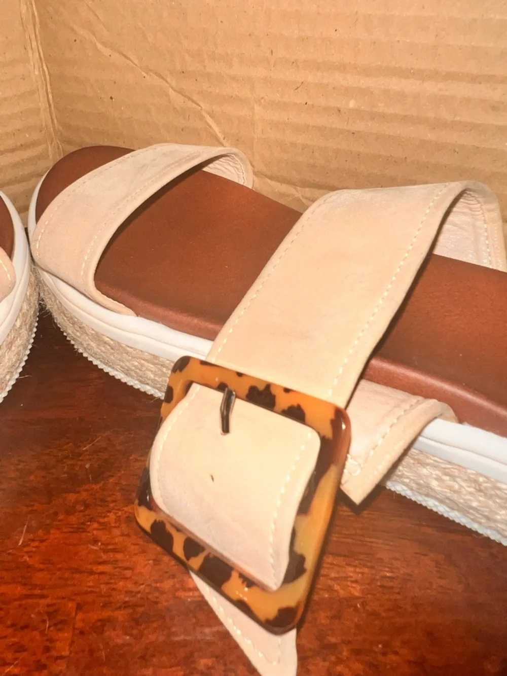 MIA Tan Double-Strap Slide Sandals with Buckle Accent - Picture 12 of 14